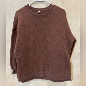 Old Navy Chocolate Brown tunic cut quilted sweatshirt medium